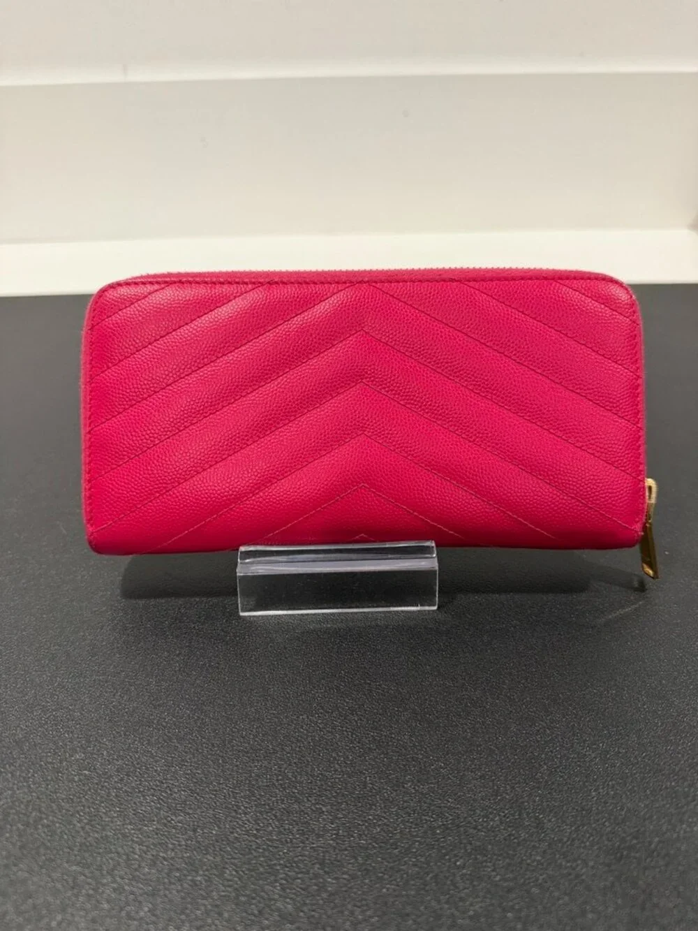 Yves Saint Laurent Pink Quilted Leather Wallet (JB1519)